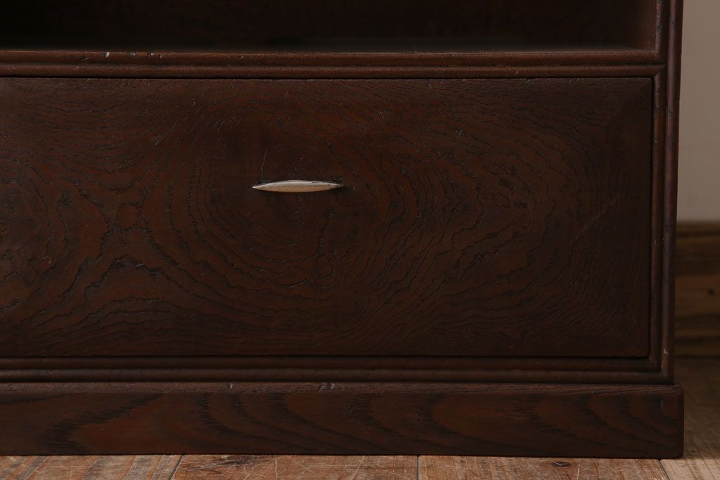 アンティーク家具　 明治大正期　古民具・骨董　玉杢!総欅材の上質な茶箪笥(茶棚)
