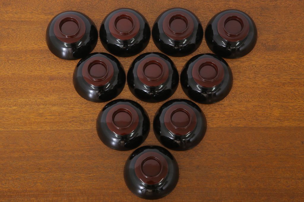 アンティーク雑貨　和製アンティーク　木製蒔絵椀10客セット(漆器)