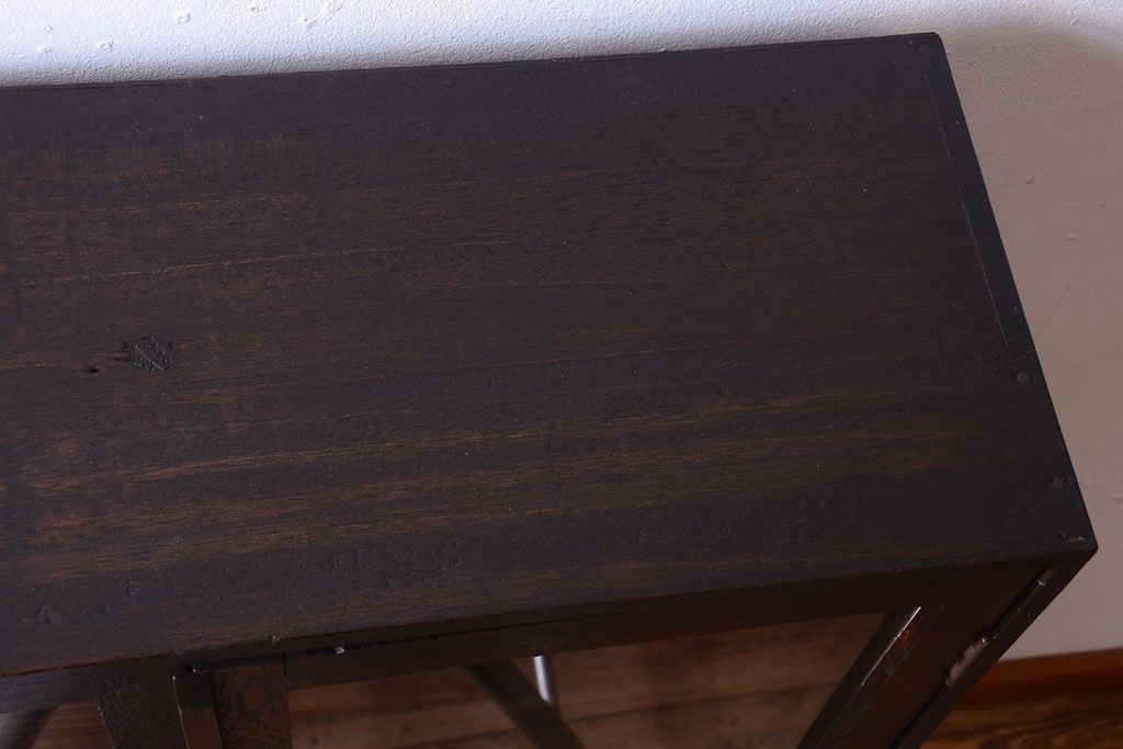 レトロ家具　薄型!レトロガラスがおしゃれなアンティーク本箱(収納棚)