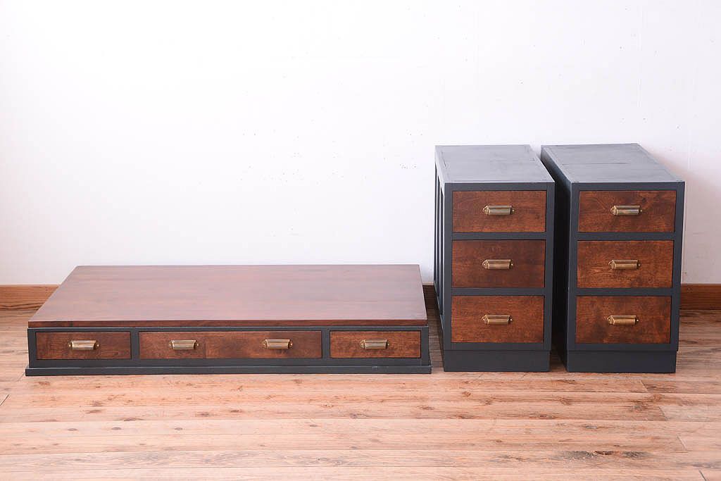 アンティーク家具　古いカバ材の上質な組み立て式両袖机(デスク)