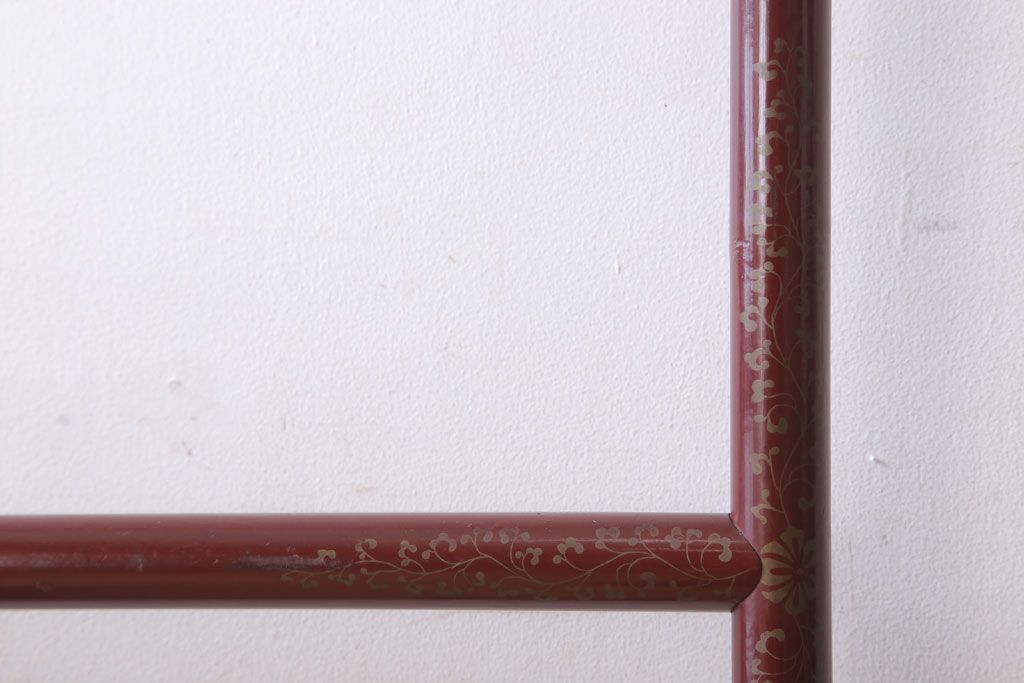 アンティーク雑貨　漆塗り　古い木のフック付き和製アンティーク衣桁