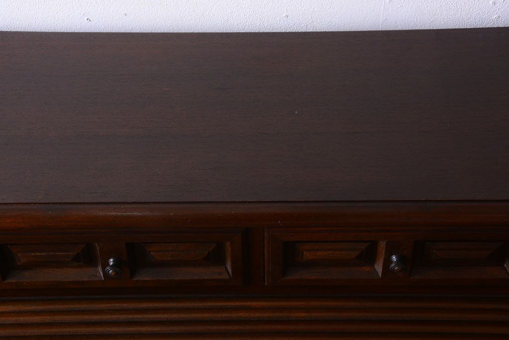 ヴィンテージ家具　高級ビンテージ　凝った意匠が美しい組み立て式ロールトップデスク