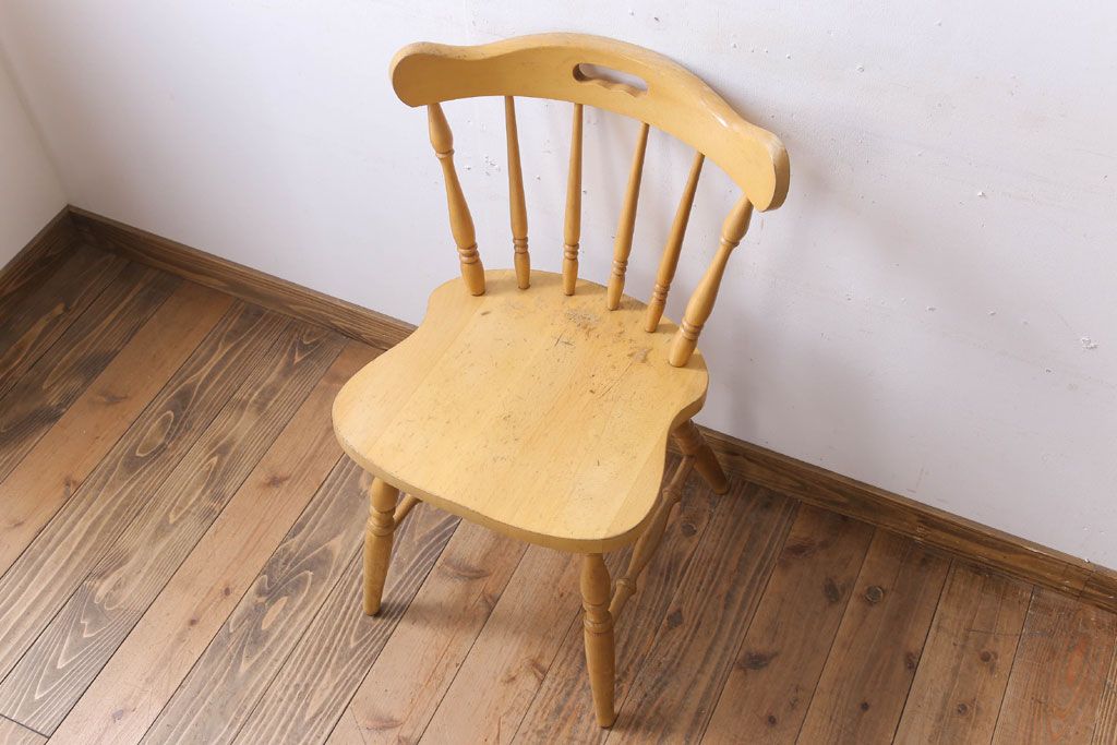中古　飛騨家具　柏木工　明るい木味のウィンザーチェア(ダイニングチェア、ウインザーチェア)(2)
