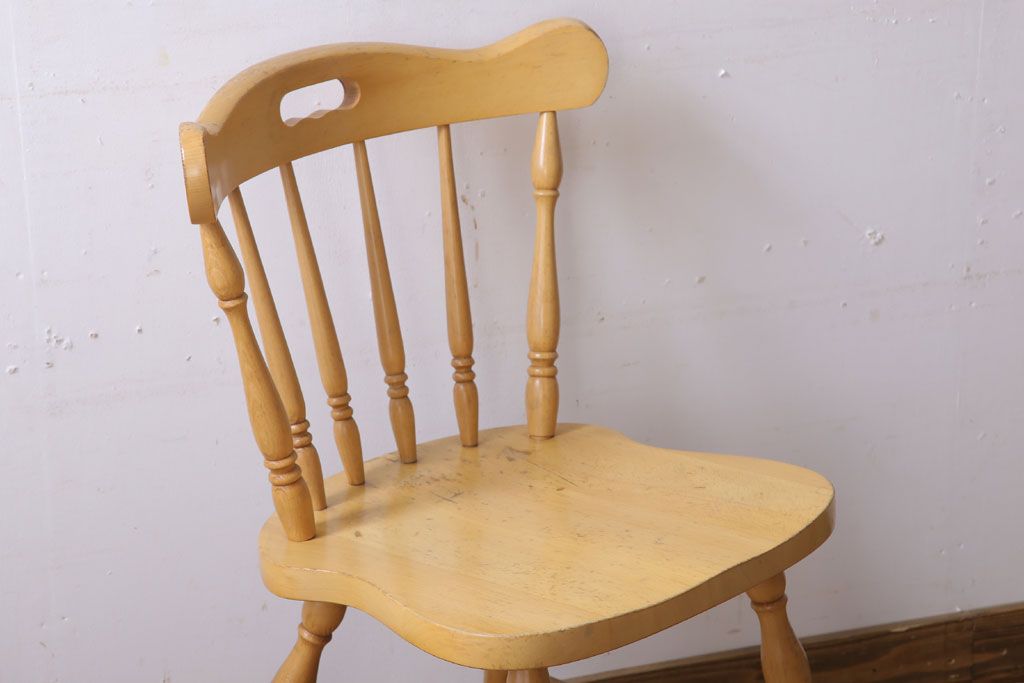 中古　飛騨家具　柏木工　明るい木味のウィンザーチェア(ダイニングチェア、ウインザーチェア)(2)