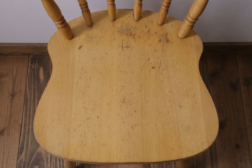 中古　飛騨家具　柏木工　明るい木味のウィンザーチェア(ダイニングチェア、ウインザーチェア)(2)