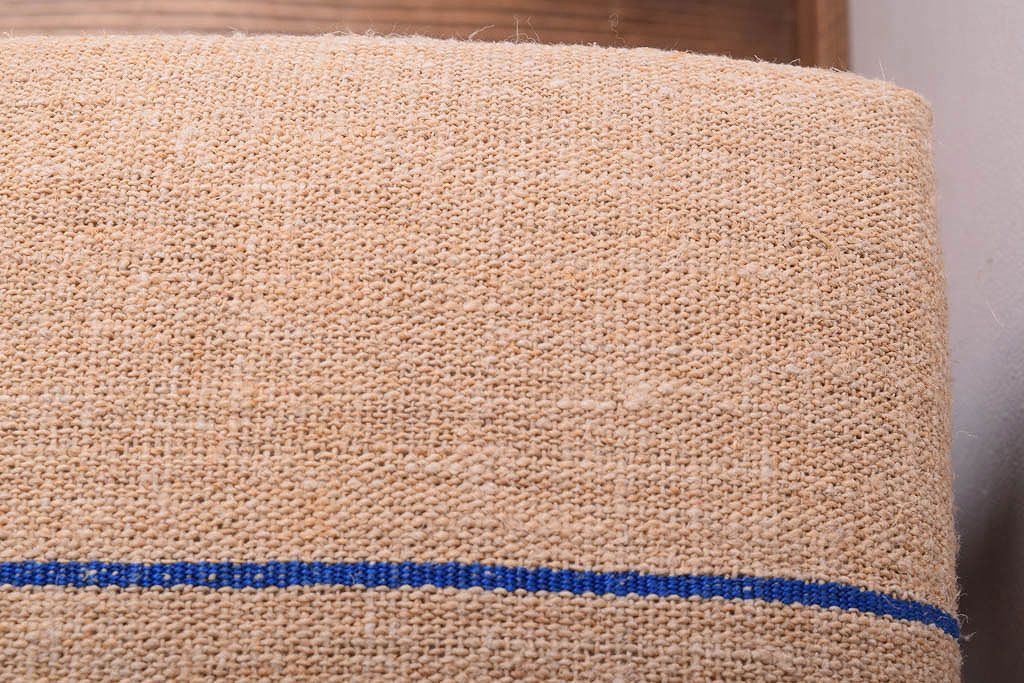 アンティーク家具　アンティークリネン座面!古い木製のクッション座面角スツール