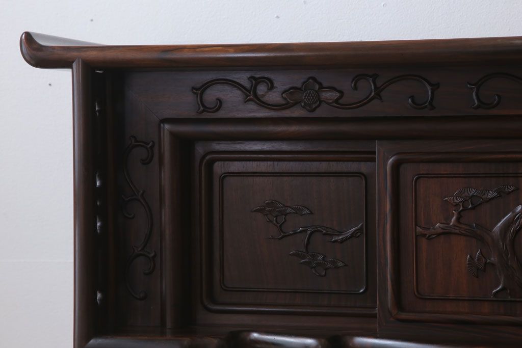 アンティーク家具 唐木・黒檀材!上品なアンティーク飾り棚(茶棚 アンティーク家具 唐木・黒檀材!上品なアンティーク飾り棚(茶棚