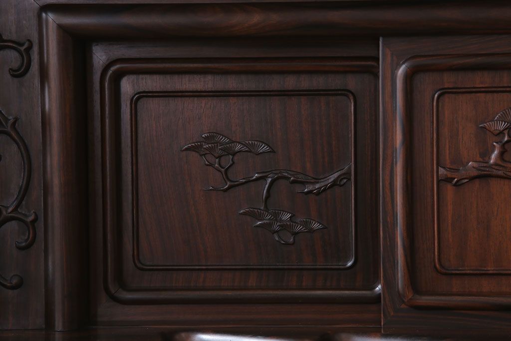 アンティーク家具 唐木・黒檀材!上品なアンティーク飾り棚(茶棚 アンティーク家具 唐木・黒檀材!上品なアンティーク飾り棚(茶棚
