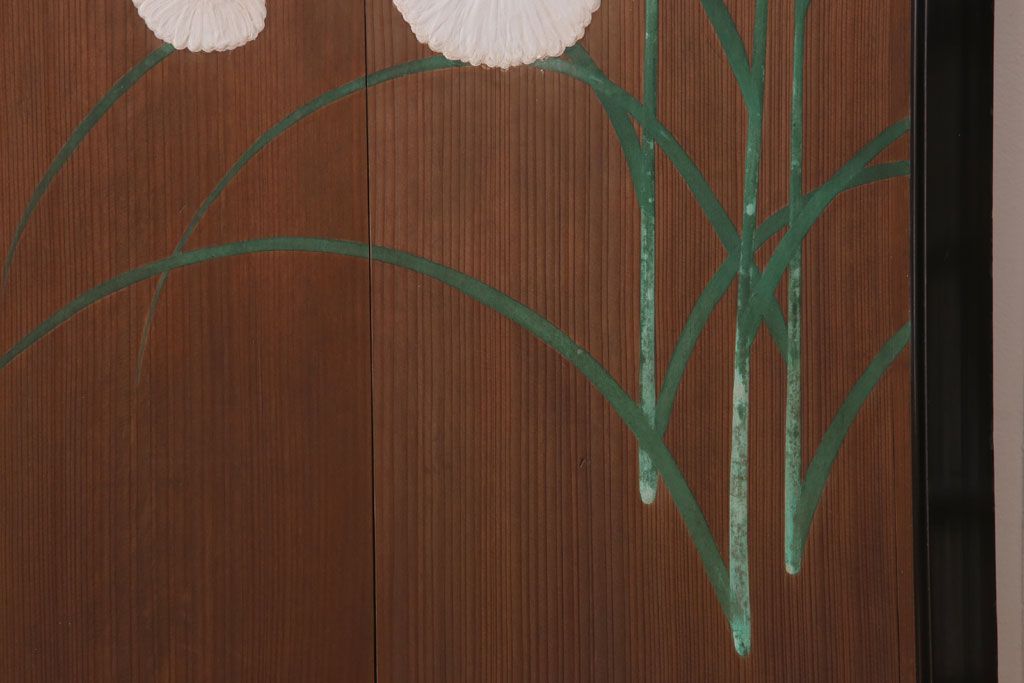 板絵　盛り上げ彩色　美しい絵のガラス戸2枚セット(2)