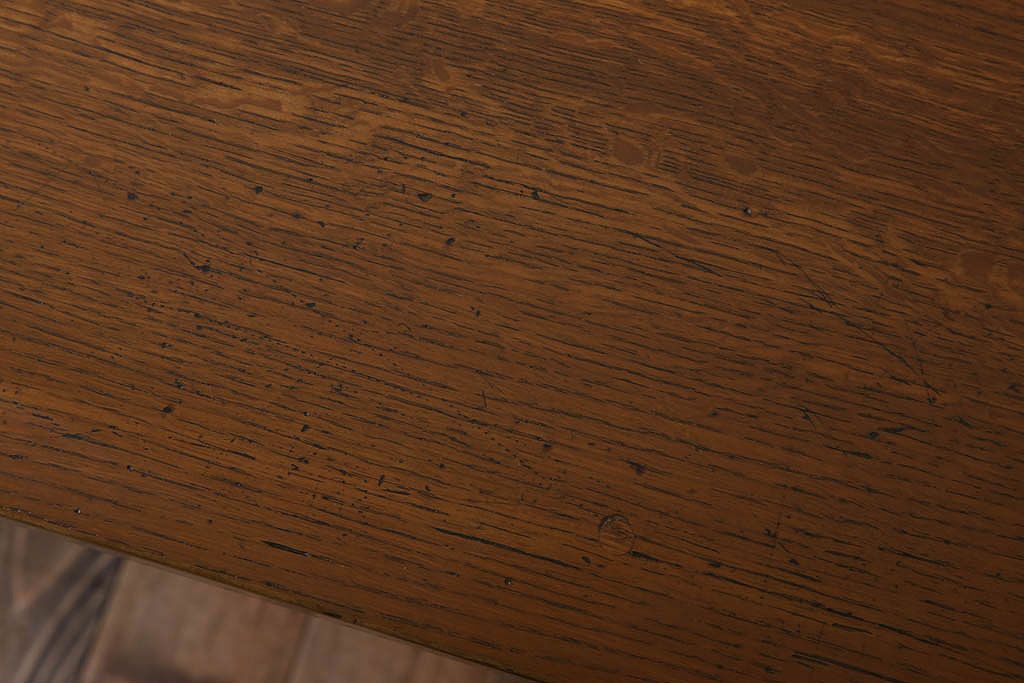 レトロ家具　昭和レトロ　古い木のシンプルな平机(デスク・作業台)(2)