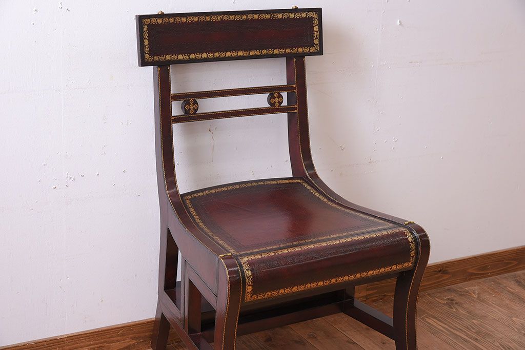 アンティーク家具　イギリス　MAITLAND-SMITH(メートランドスミス)　革張り　ステップチェア
