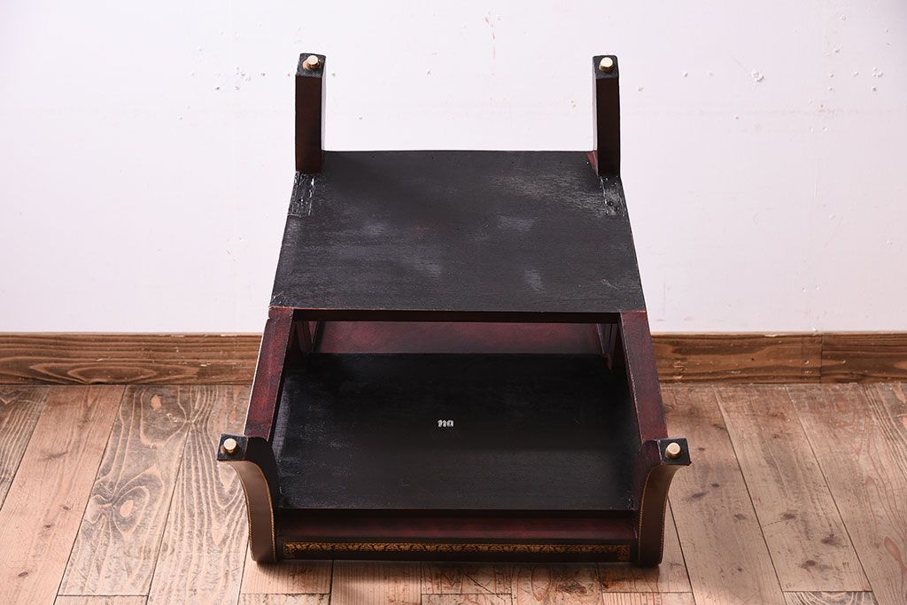 アンティーク家具　イギリス　MAITLAND-SMITH(メートランドスミス)　革張り　ステップチェア