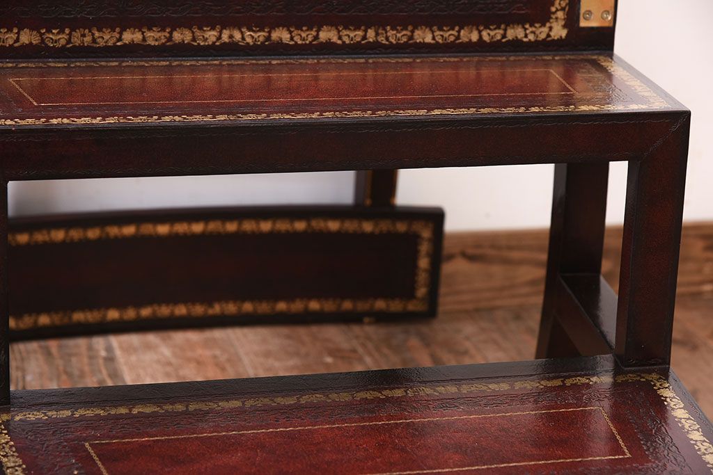アンティーク家具　イギリス　MAITLAND-SMITH(メートランドスミス)　革張り　ステップチェア