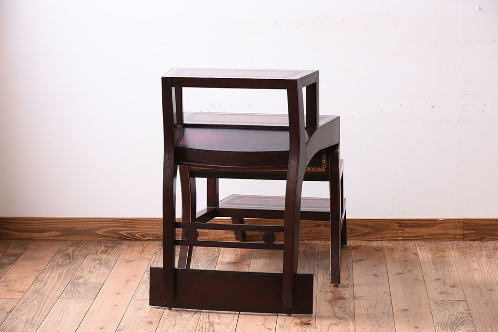 アンティーク家具　イギリス　MAITLAND-SMITH(メートランドスミス)　革張り　ステップチェア