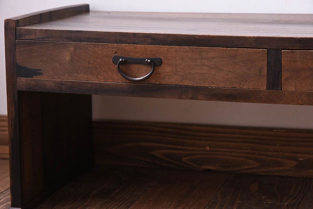 アンティーク家具　高級品　黒柿材!古い木製のシンプルなアンティーク文机