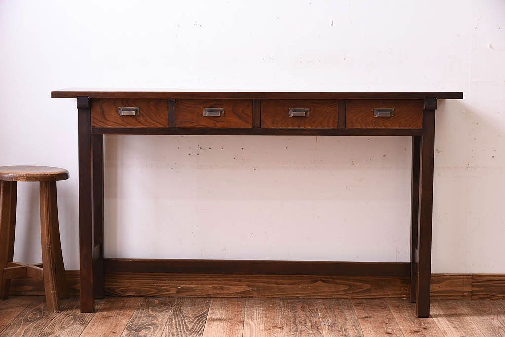 アンティーク家具　アンティーク　古い木のシンプルな平机(デスク・作業台)(1)