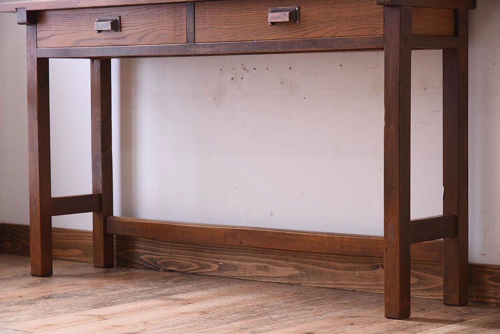 アンティーク家具　アンティーク　古い木のシンプルな平机(デスク・作業台)(3)