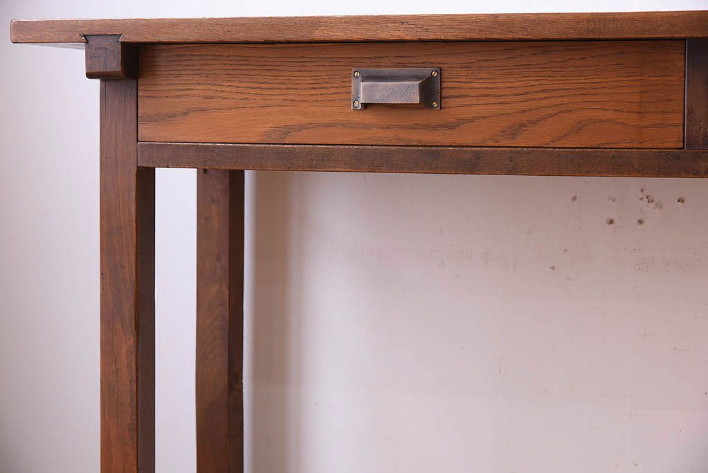 アンティーク家具　アンティーク　古い木のシンプルな平机(デスク・作業台)(3)