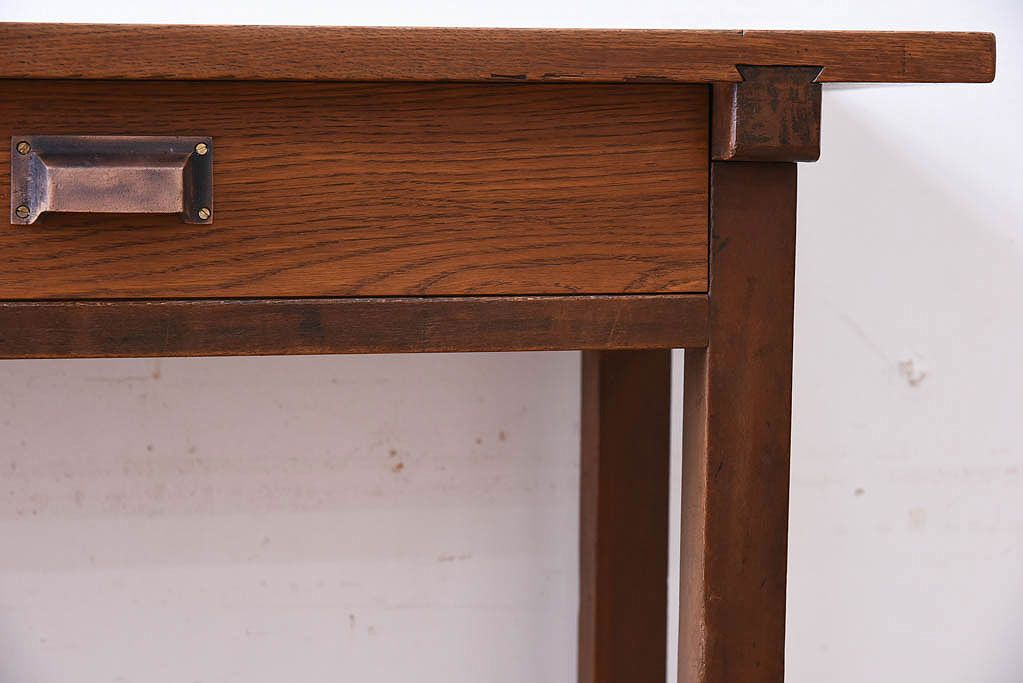 アンティーク家具　アンティーク　古い木のシンプルな平机(デスク・作業台)(3)