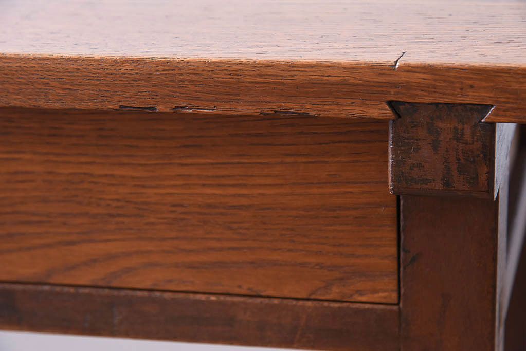 アンティーク家具　アンティーク　古い木のシンプルな平机(デスク・作業台)(3)