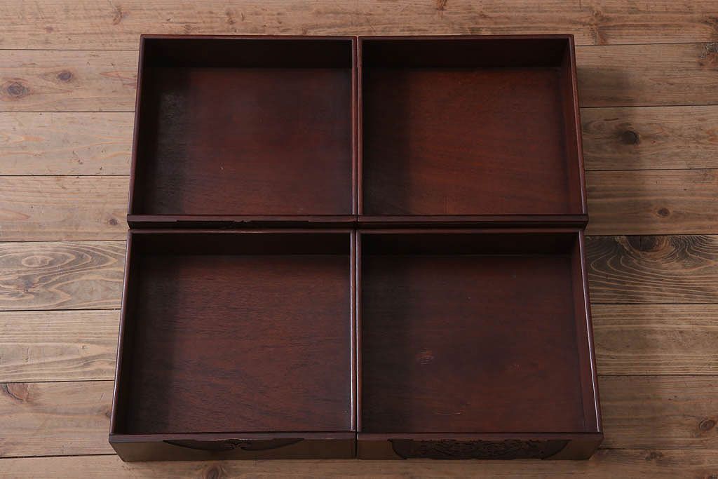 中古　民芸家具　高級品!彫刻が素晴らしい唐木飾り棚(キャビネット)(定価198万円)