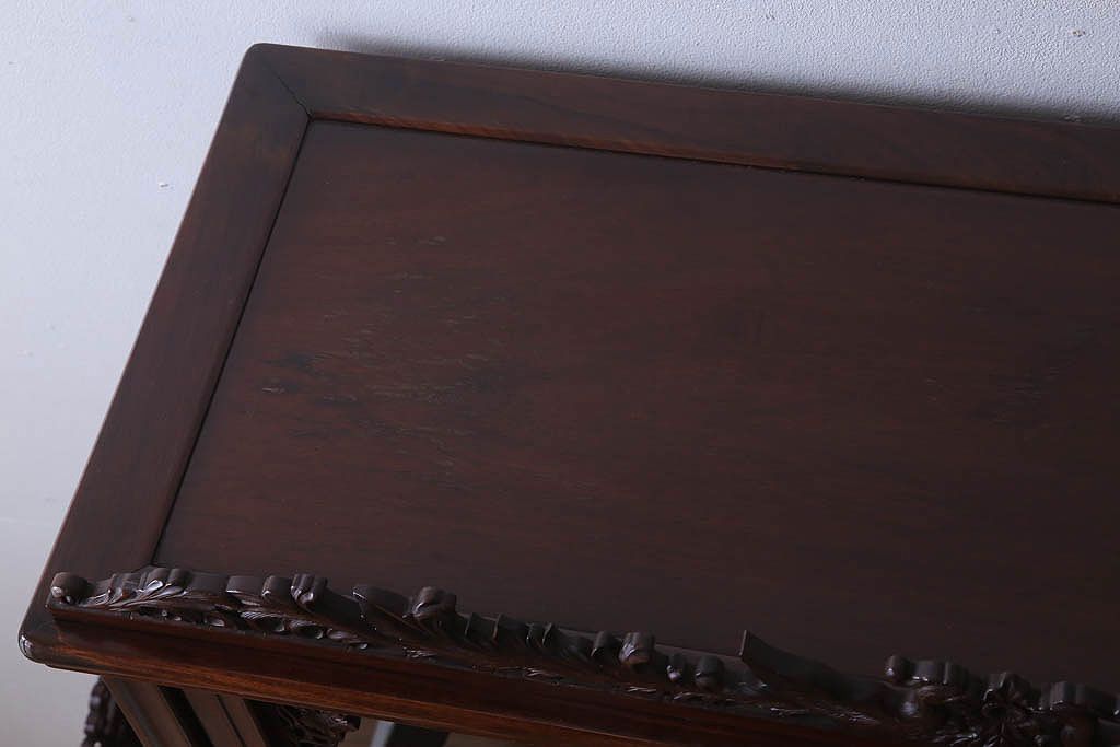 中古　民芸家具　高級品!彫刻が素晴らしい唐木飾り棚(キャビネット)(定価198万円)