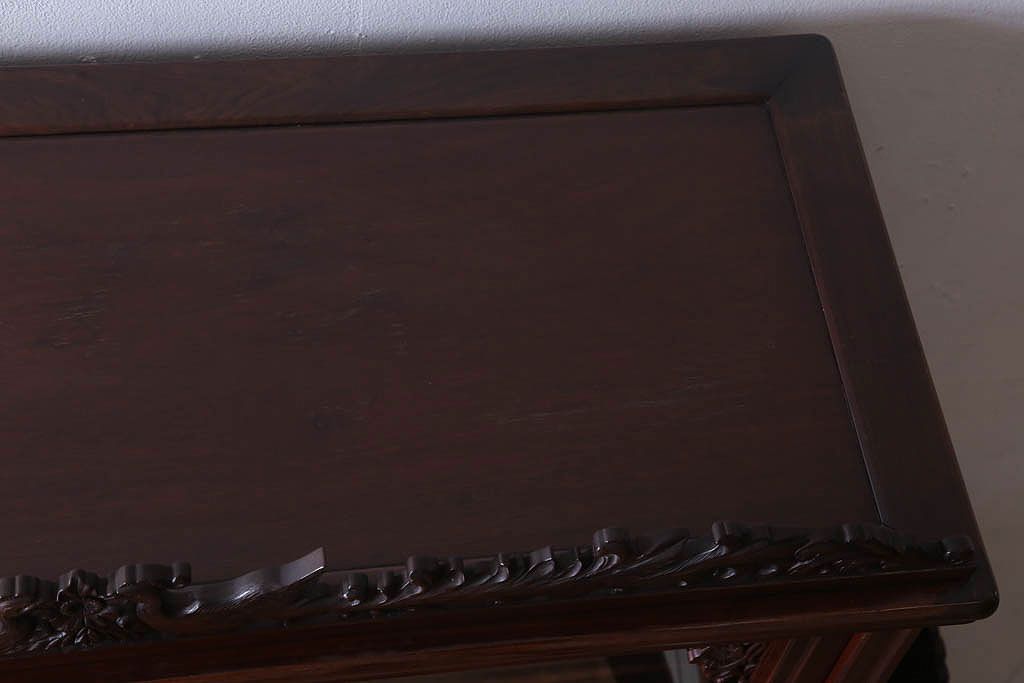 中古　民芸家具　高級品!彫刻が素晴らしい唐木飾り棚(キャビネット)(定価198万円)