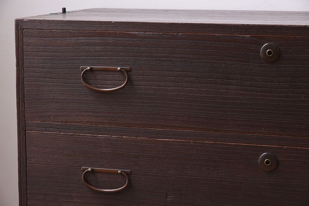 アンティーク家具　鉄脚付き!古い衣装箪笥ローボード(2)