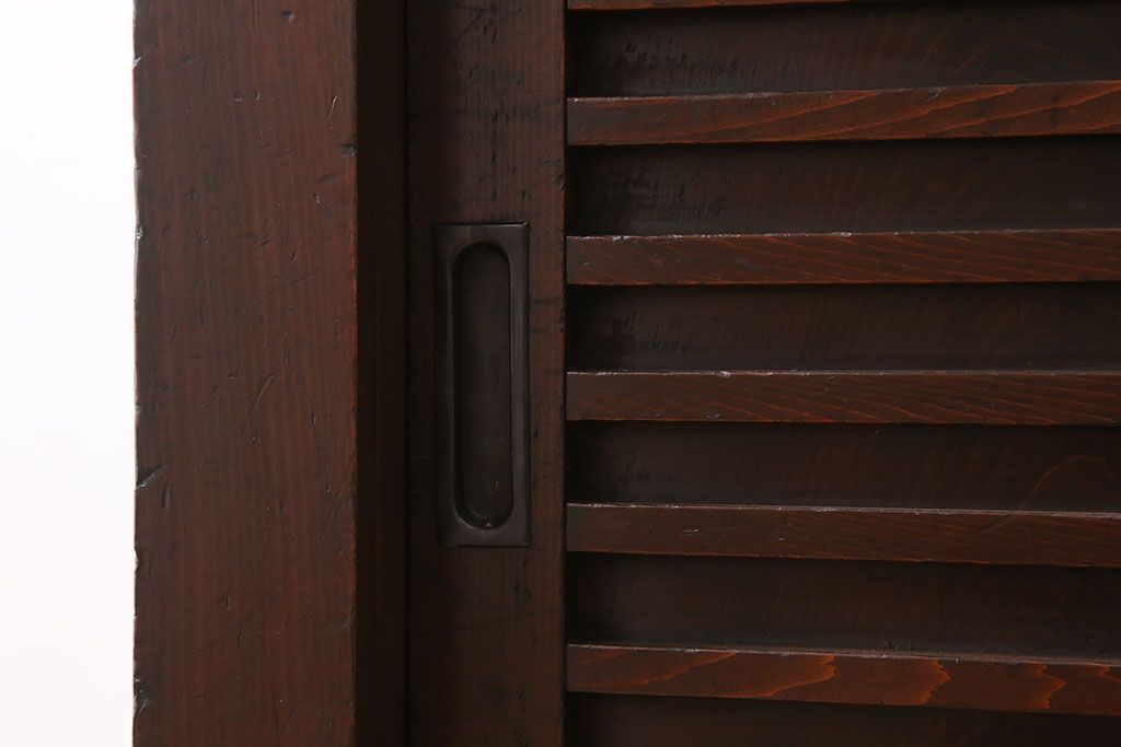アンティーク家具　古民具・骨董　岐阜産 ガラス仕上げ引き戸!二段重ねアンティーク五尺水屋箪笥(収納棚)