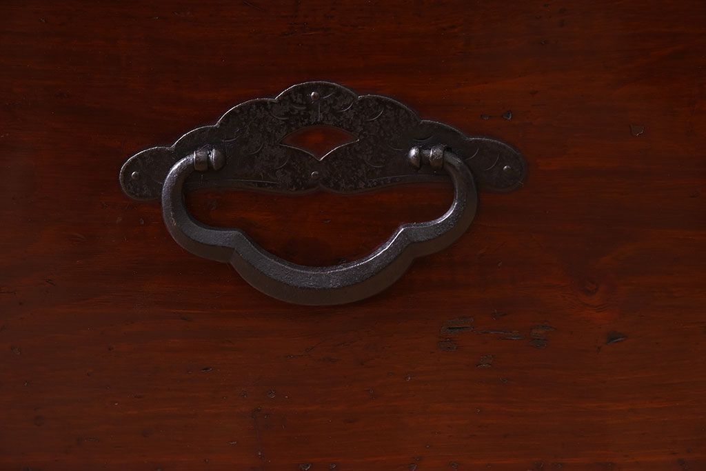 アンティーク家具　前面栗材!桜丸金具の時代箪笥ローボード(米沢箪笥・衣装箪笥)(2)