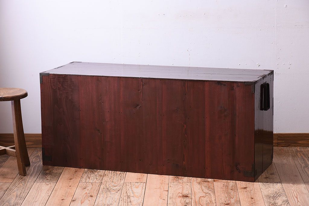 アンティーク家具　前面栗材!桜丸金具の時代箪笥ローボード(米沢箪笥・衣装箪笥)(2)