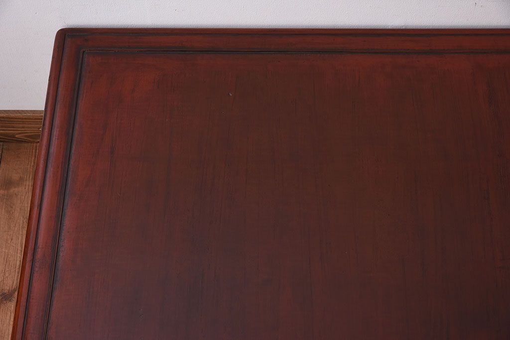 アンティーク家具　鎌倉彫　時代物　漆塗り　彫刻が美しい和製アンティークの大ぶりな座卓(2)