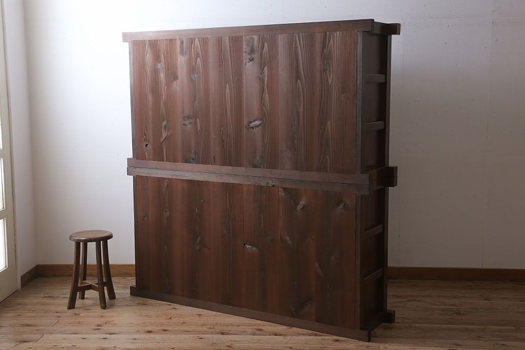 アンティーク家具　古民具・骨董　鏡板・前板欅材!味わい深いアンティーク金沢水屋箪笥
