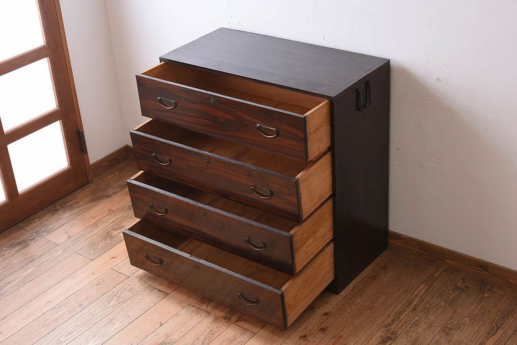 アンティーク家具　前面縞黒檀　関西産!上品な衣装箪笥(チェスト)