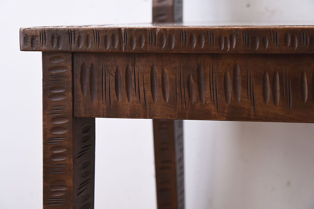 中古美品　伝統工芸　軽井沢彫りの上質なダイニングチェア(椅子)(定価約16万円)(2)