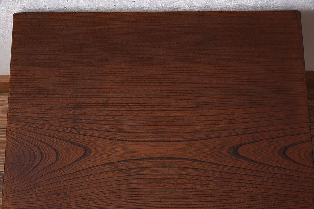 アンティーク家具　シンプルデザイン　天板欅材一枚板!おしゃれなサイドテーブル(カフェテーブル)