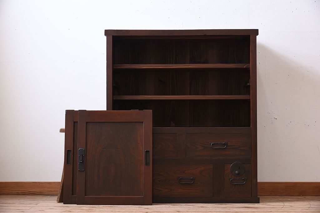 アンティーク家具　明治大正期　リサイズ品　アンティーク収納箪笥(帳場箪笥)