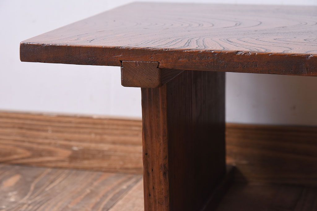 アンティーク家具　明治期　天板欅材一枚板　アンティーク文机