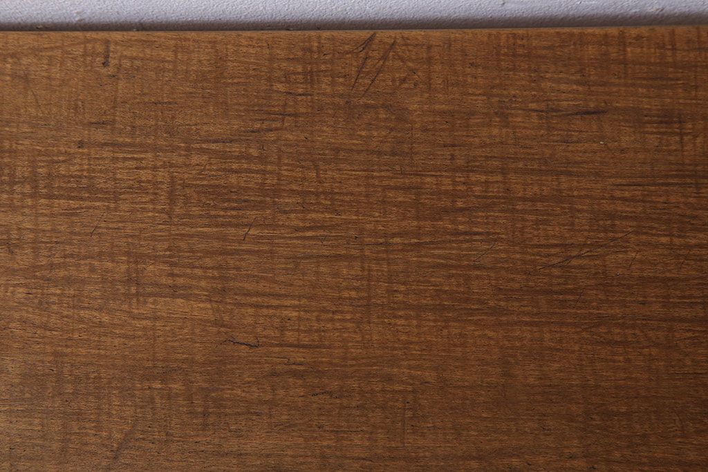 アンティーク家具　天板一枚板　朴の木　シンプルな鉄脚テーブル
