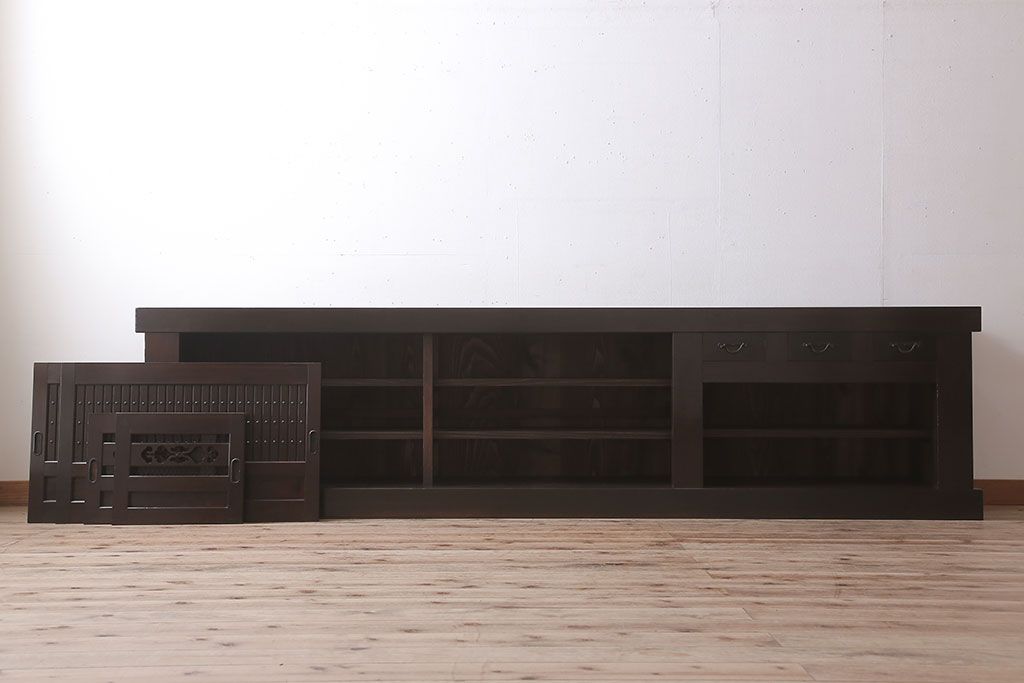アンティーク家具　特大サイズ!アンティーク九尺水屋箪笥ローボード(テレビ台、キャビネット、収納棚)