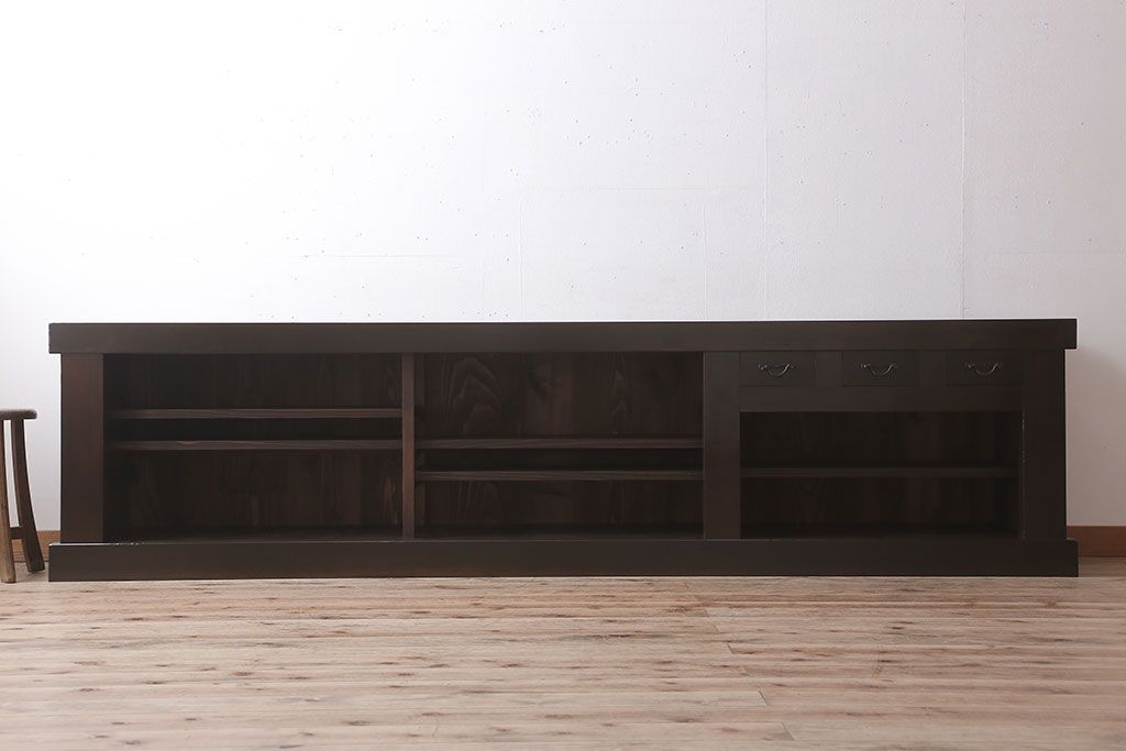 アンティーク家具　特大サイズ!アンティーク九尺水屋箪笥ローボード(テレビ台、キャビネット、収納棚)