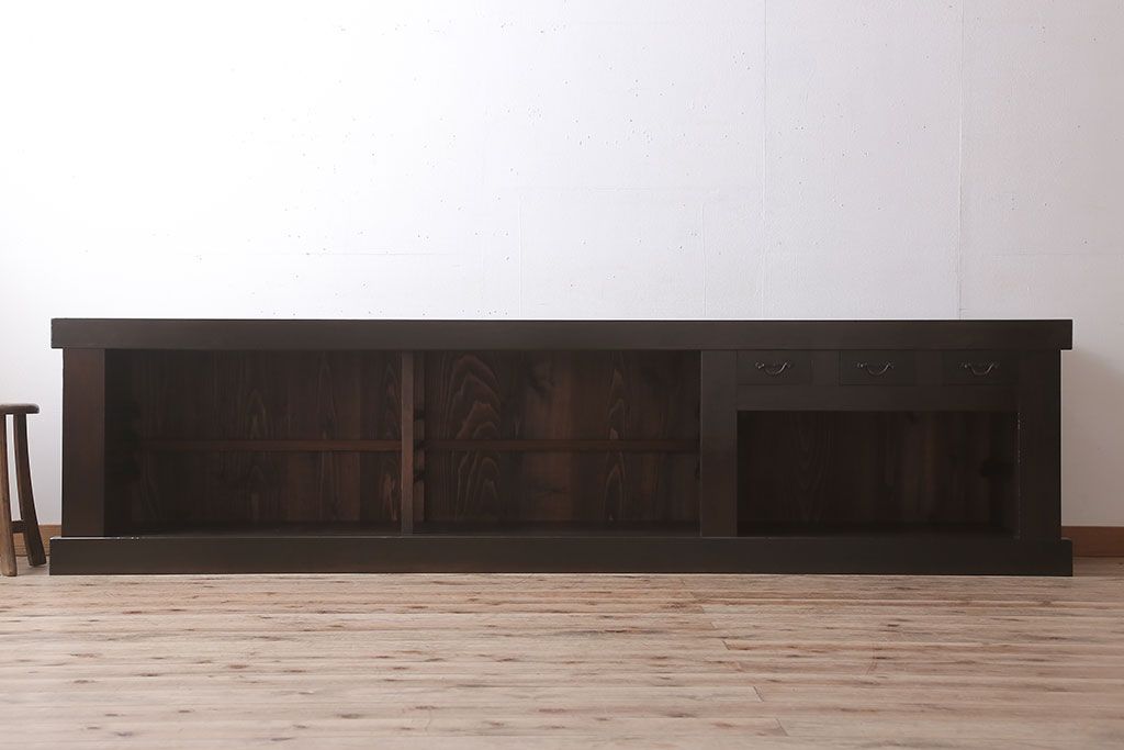 アンティーク家具　特大サイズ!アンティーク九尺水屋箪笥ローボード(テレビ台、キャビネット、収納棚)