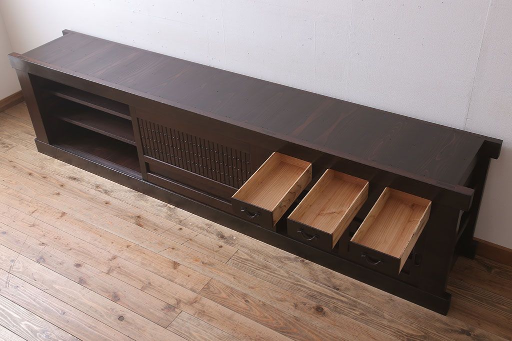 アンティーク家具　特大サイズ!アンティーク九尺水屋箪笥ローボード(テレビ台、キャビネット、収納棚)