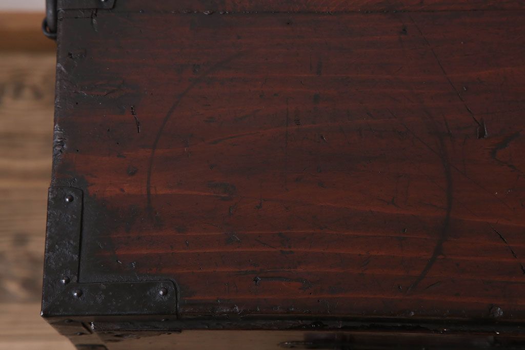 アンティーク家具　古民具・骨董　明治大正　前面栗材　味わい深いアンティーク仙台箪笥
