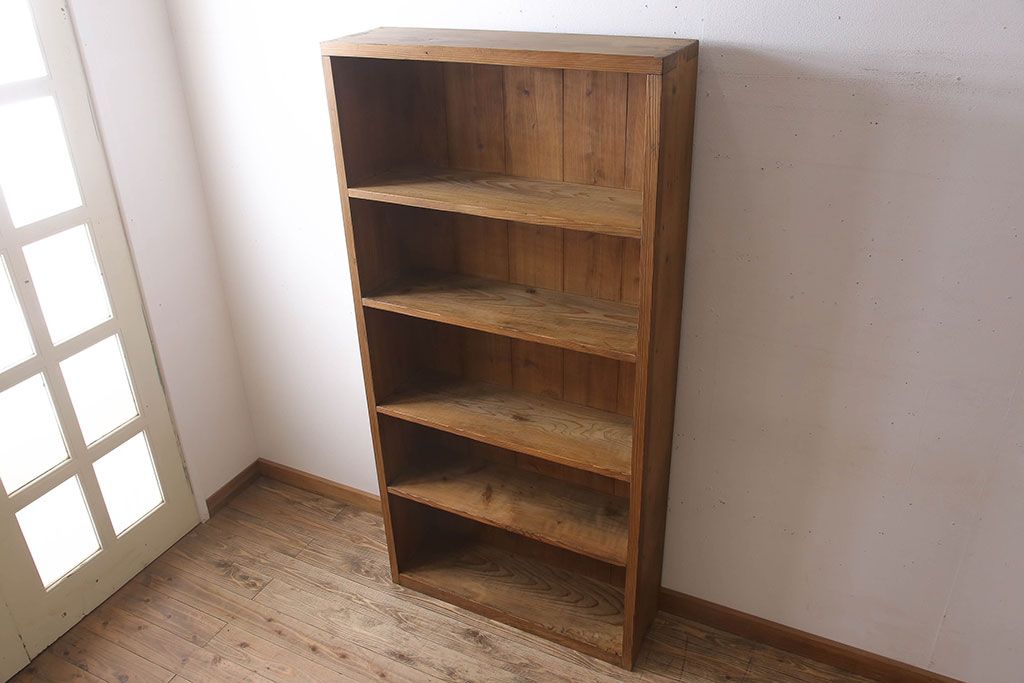 アンティーク家具　杉材製　古い木味のシンプルでナチュラルな本棚(飾り棚)