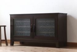 アンティーク家具　アンティーク　モダンな前面黒檀の脚付きローボード(テレビボード)(2)