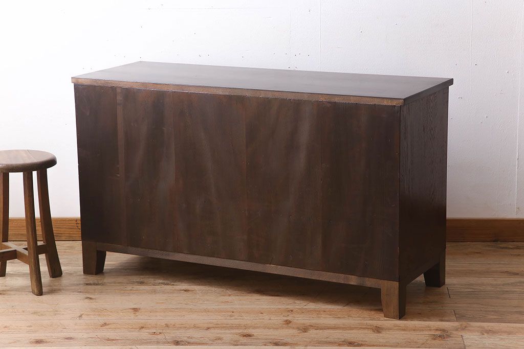アンティーク家具　和製アンティーク　前面唐木・黒檀材!脚付きローボード(ハーモニカたんす・音色箪笥)