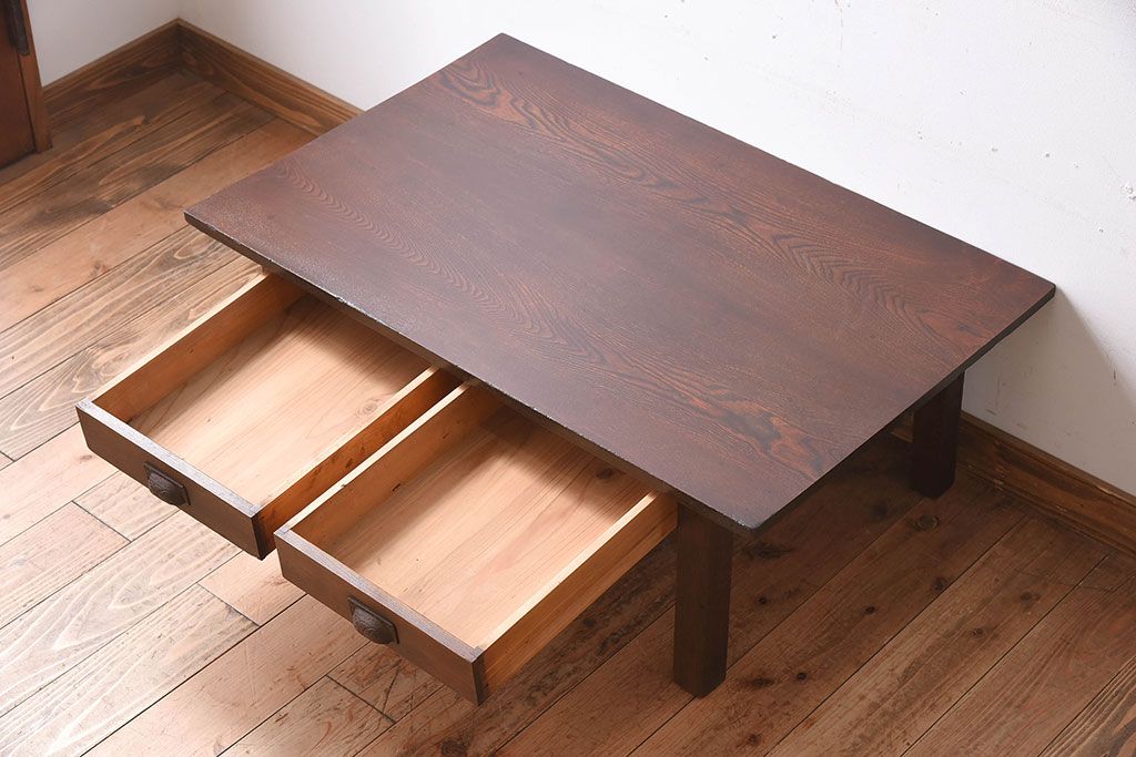 レトロ家具　古い栓材製のレトロなアンティーク文机