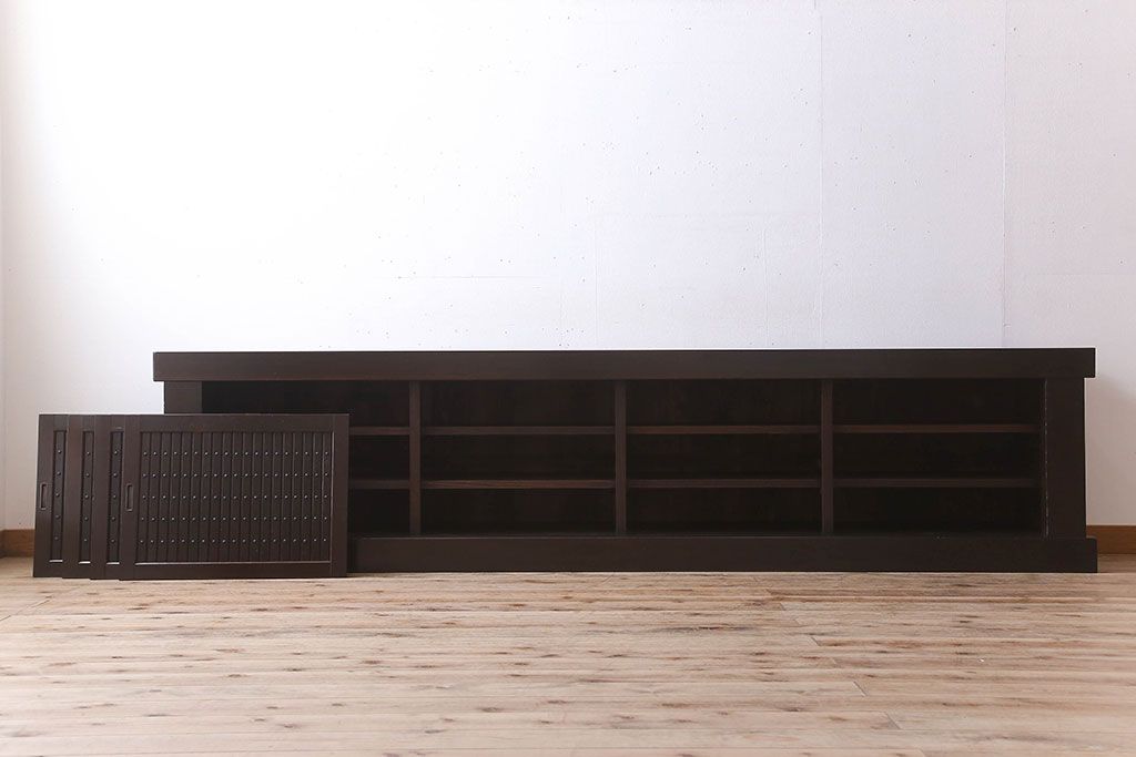 アンティーク家具　特大サイズ!アンティーク九尺水屋箪笥ローボード(2)(テレビ台、キャビネット、収納棚)