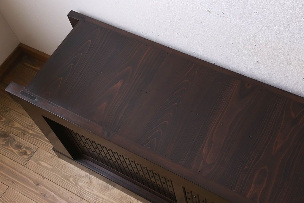 アンティーク家具　特大サイズ!アンティーク九尺水屋箪笥ローボード(2)(テレビ台、キャビネット、収納棚)